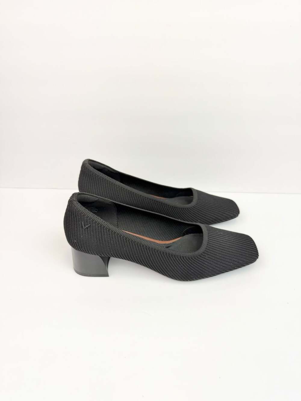 Vivaia Black Melody 2.0 Square Toe Chunky Block Heel Pumps US 9 EU 39.5